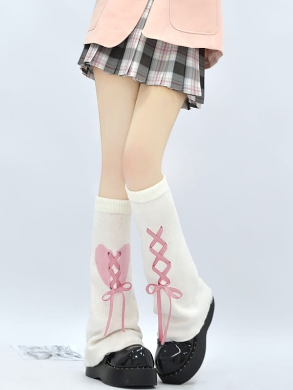 cutiekill-ab-asymmetry-ribbon-heart-y2k-leg-warmer-c0160