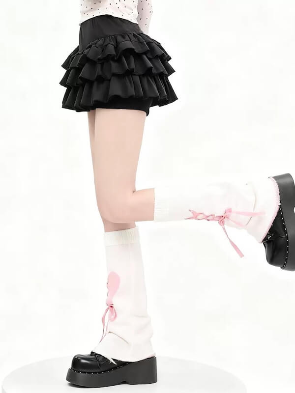 cutiekill-ab-asymmetry-ribbon-heart-y2k-leg-warmer-c0160