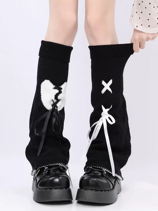 cutiekill-ab-asymmetry-ribbon-heart-y2k-leg-warmer-c0160