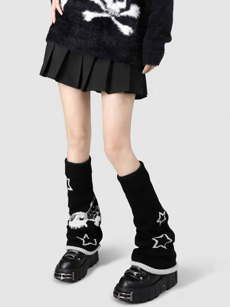 cutiekill-ab-asymmetry-y2k-stars-skull-leg-warmer-c0159