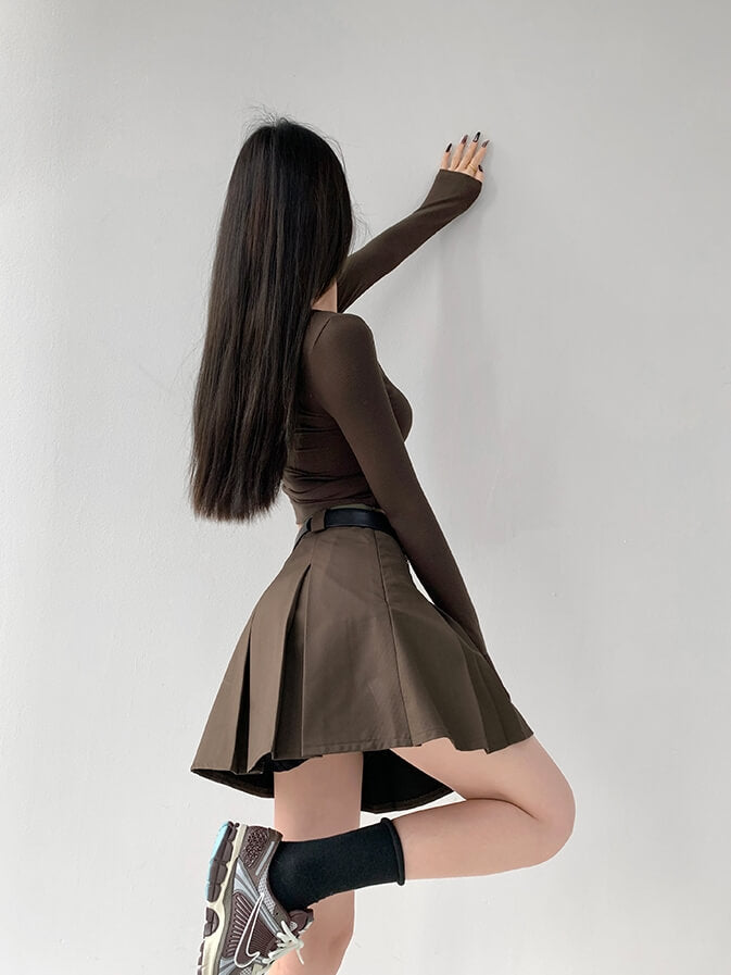 cutiekill-academia-aesthetic-belt-skirt-om0254