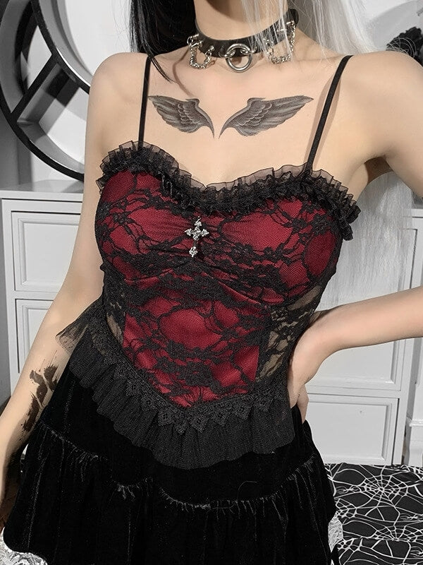 cutiekill-alternative-cross-red-lace-camisole-ah0289