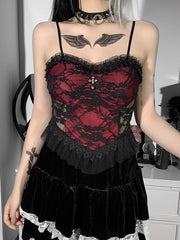 cutiekill-alternative-cross-red-lace-camisole-ah0289