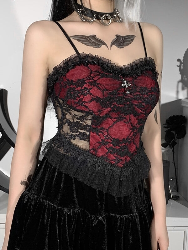 cutiekill-alternative-cross-red-lace-camisole-ah0289