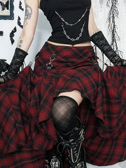 cutiekill-alternative-red-plaid-adjustable-buckle-skirt-ah0810