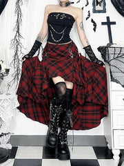 cutiekill-alternative-red-plaid-adjustable-buckle-skirt-ah0810