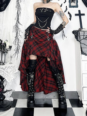 cutiekill-alternative-red-plaid-adjustable-buckle-skirt-ah0810
