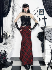 cutiekill-alternative-red-plaid-adjustable-buckle-skirt-ah0810