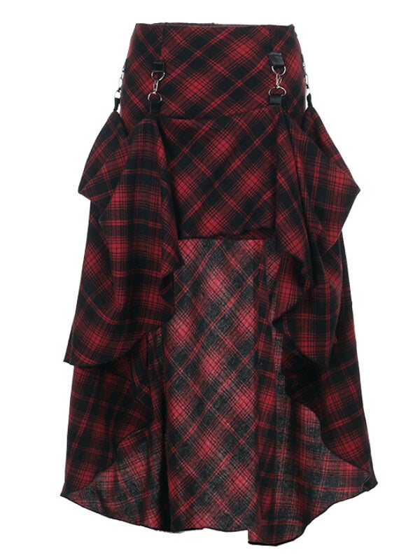 cutiekill-alternative-red-plaid-adjustable-buckle-skirt-ah0810