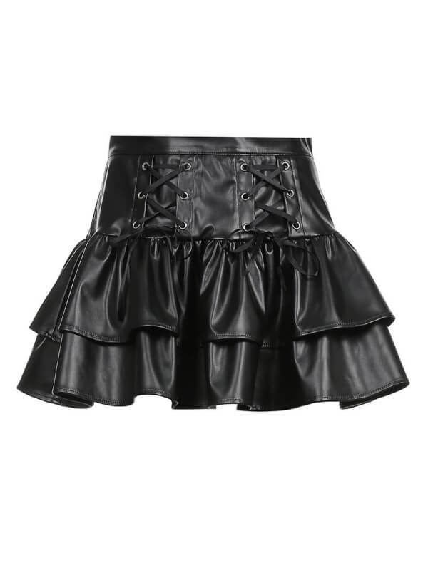 cutiekill-alternative-ribbon-leather-ruffled-skirt-om0048