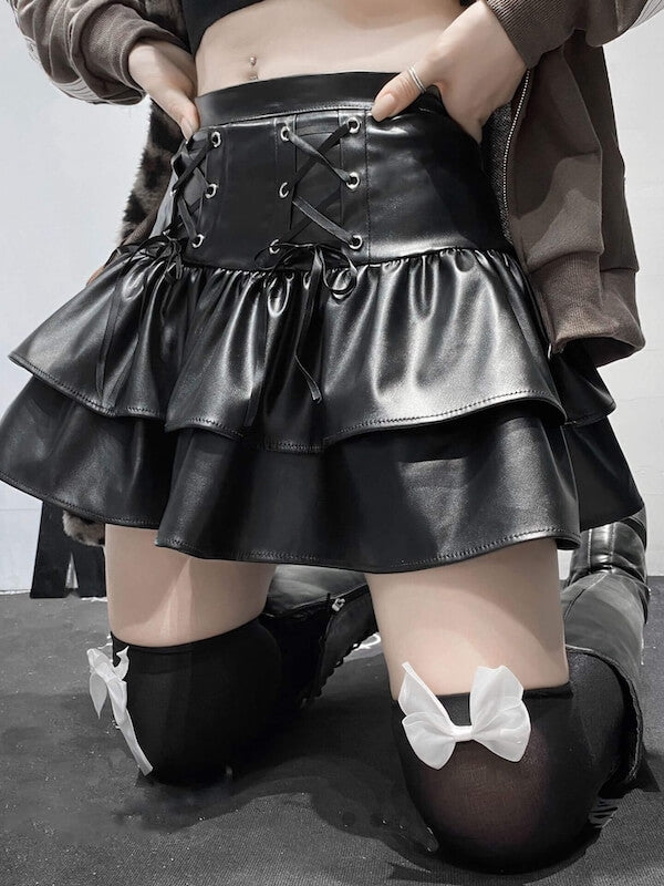 cutiekill-alternative-ribbon-leather-ruffled-skirt-om0048