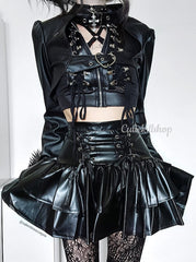 cutiekill-alternative-ribbon-leather-ruffled-skirt-om0048