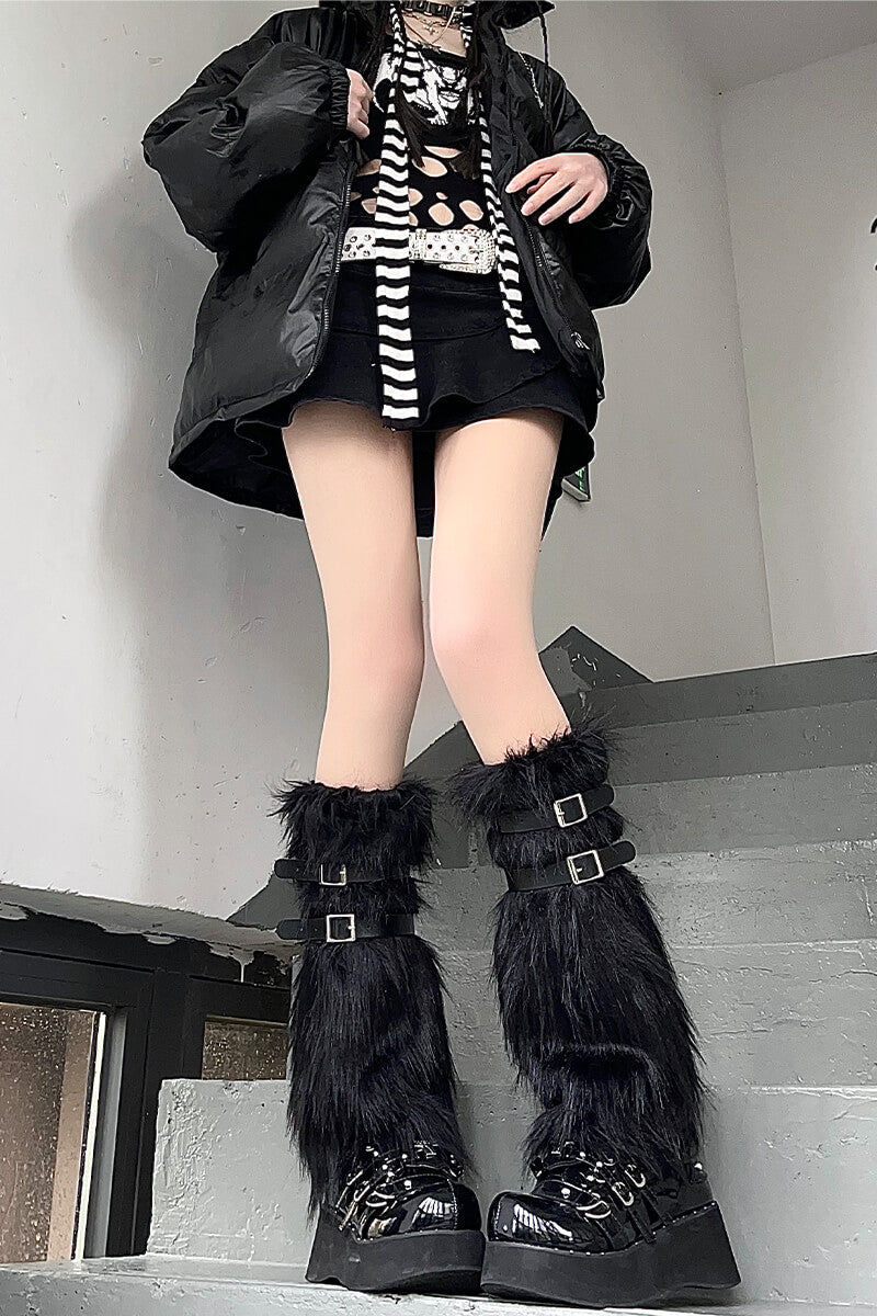 cutiekill-artificial-fur-y2k-garters-leg-warmers-c0201