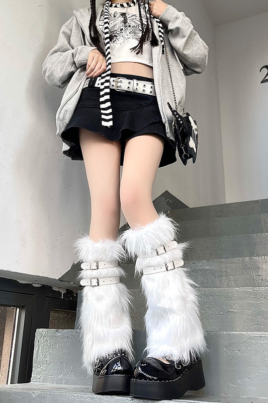 cutiekill-artificial-fur-y2k-garters-leg-warmers-c0201