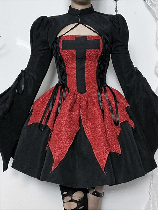 Analyzing image     cutiekill-black-red-lolita-dress-ah0548