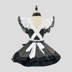cutiekill-black-white-stripe-maid-dress-ah0908