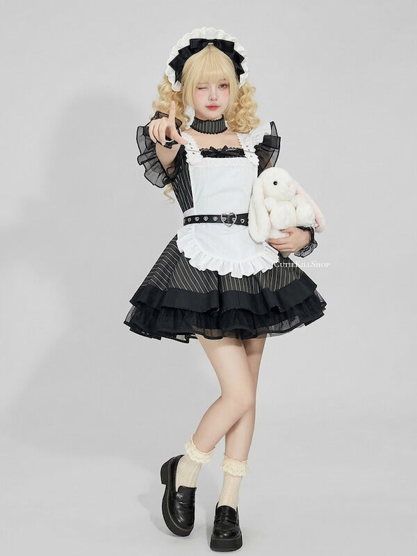 cutiekill-black-white-stripe-maid-dress-ah0908