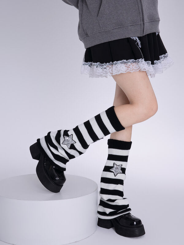    cutiekill-bling-stars-y2k-stripes-leg-warmers-c0097