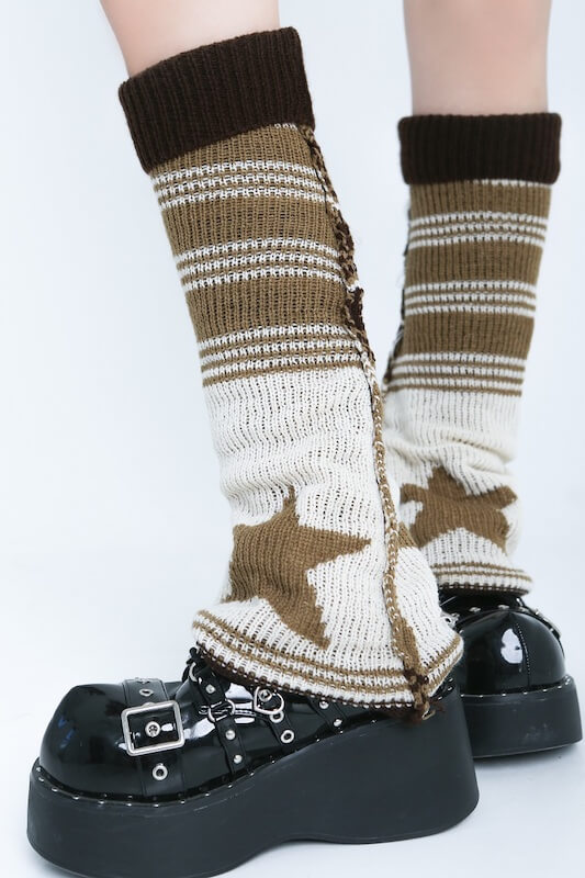cutiekill-brown-star-vintage-leg-warmers-c0187-7