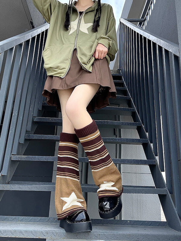 cutiekill-brown-star-vintage-leg-warmers-c0187-7