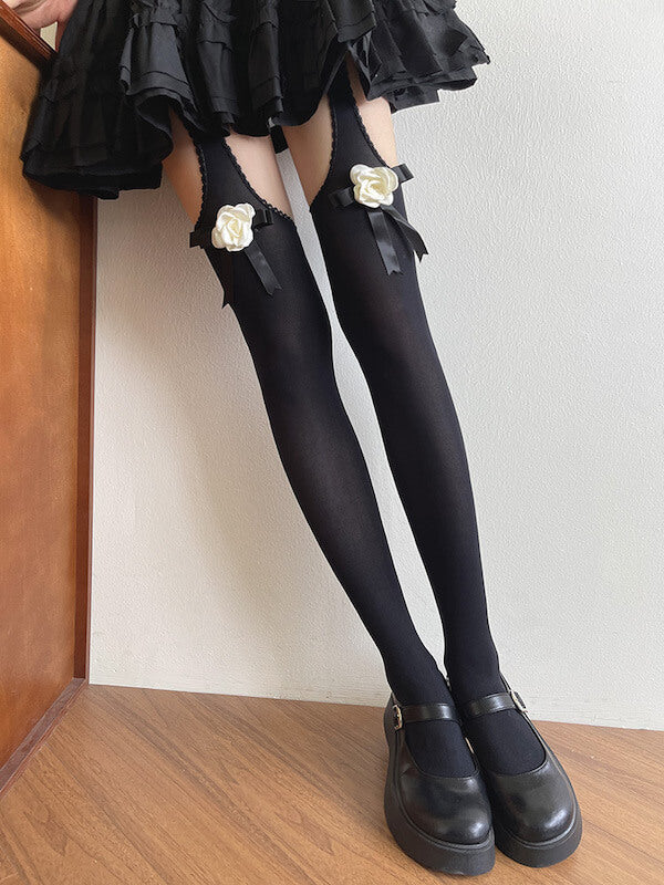 cutiekill-camellia-bow-cut-out-velvet-tights-c0512