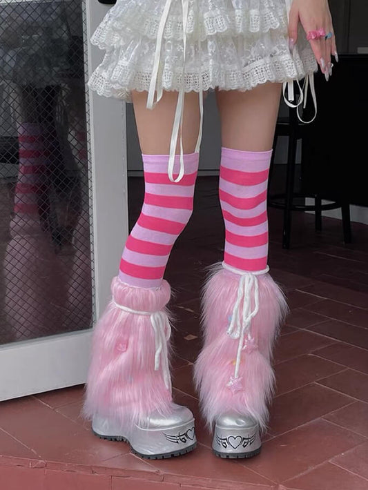 cutiekill-candy-stars-y2k-fur-leg-warmers-c0358