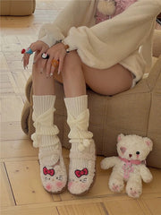 Lolita fluffy pompon leg warmers