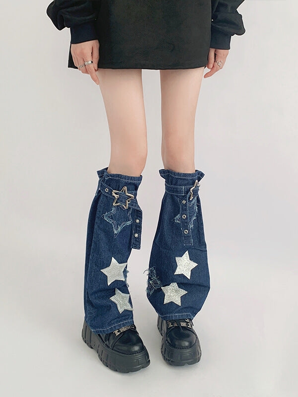 cutiekill-cool-star-denim-leg-warmers-c0331
