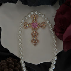 cutiekill-cross-diamond-pearl-necklace-ah0450