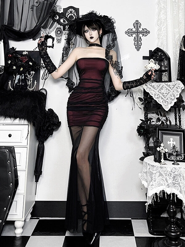 cutiekill-dark-aesthetic-corset-mesh-mermaid-dress-ah0917