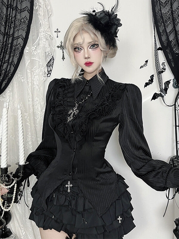 cutiekill-dark-chic-satin-stripe-button-up-blouse-ah0874
