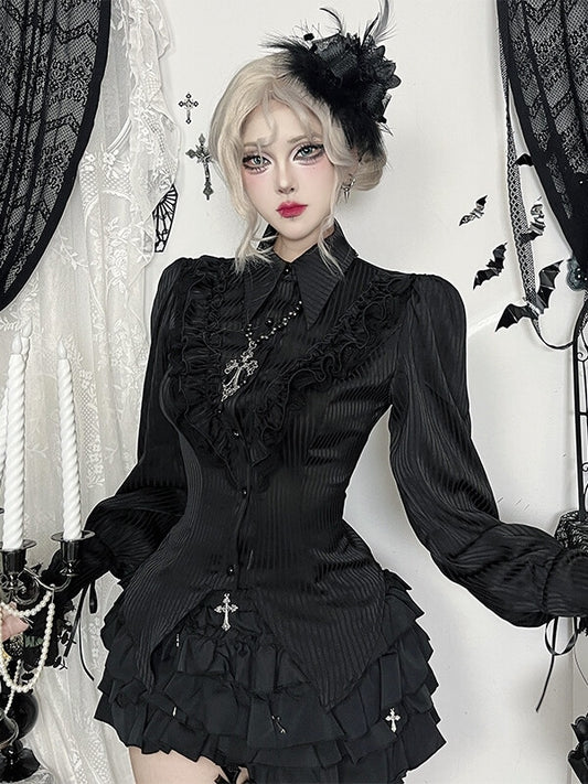 cutiekill-dark-chic-satin-stripe-button-up-blouse-ah0874