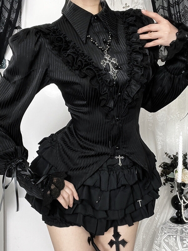 cutiekill-dark-chic-satin-stripe-button-up-blouse-ah0874