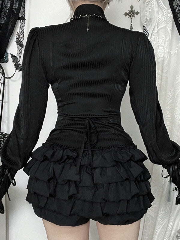 cutiekill-dark-chic-satin-stripe-button-up-blouse-ah0874