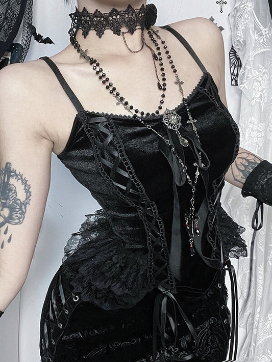 cutiekill-dark-romantic-velvet-lace-trim-camisole-ah0875