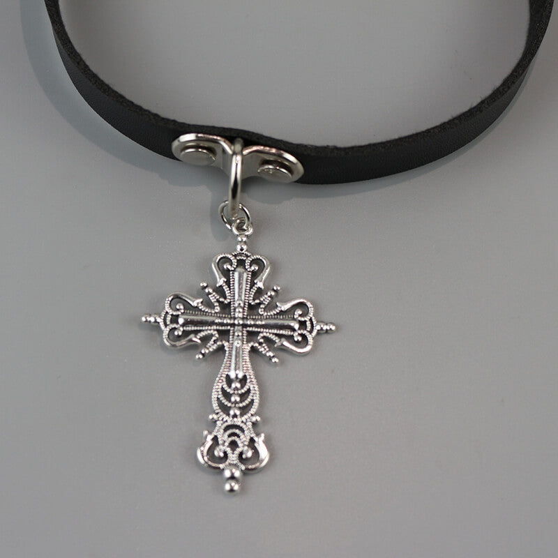 cutiekill-dark-y2k-cross-choker-necklace-ah0818