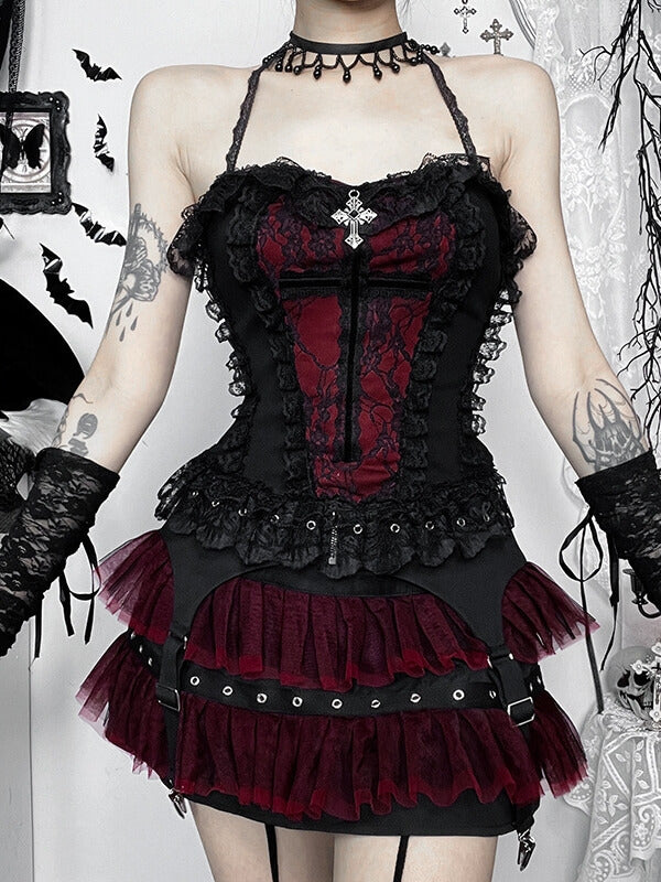 cutiekill-darkness-doll-lace-camisole-layered-skirt-ah0754