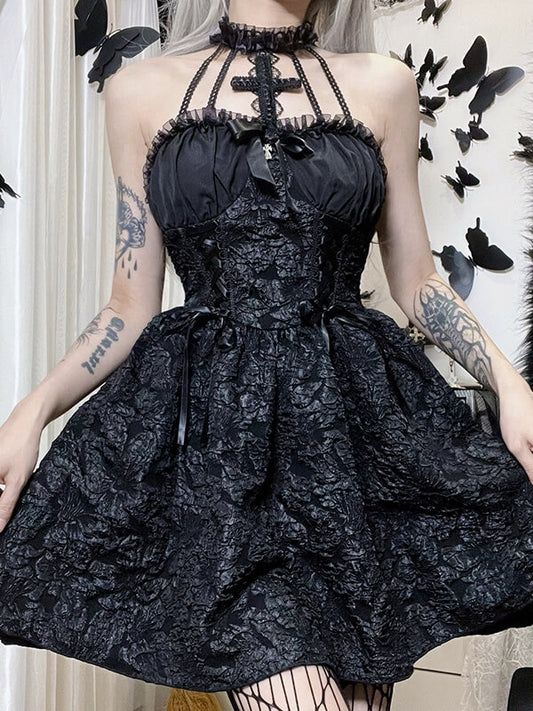 cutiekill-darkness-princess-halter-cross-lace-dress-ah0090