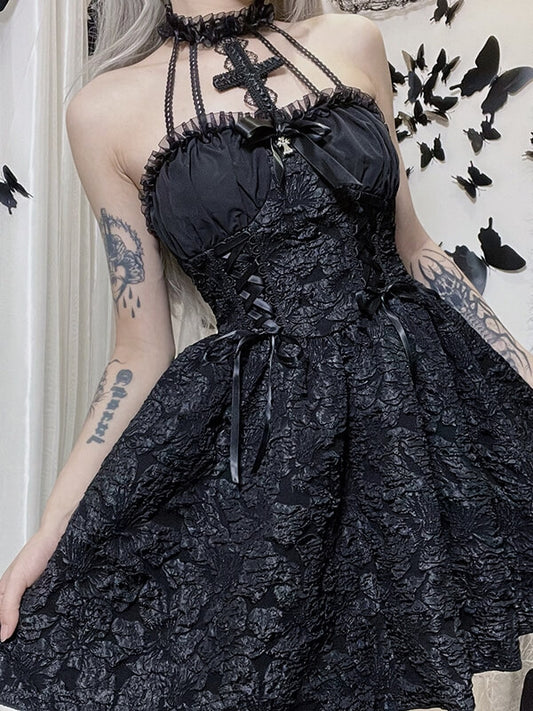 cutiekill-darkness-princess-halter-cross-lace-dress-ah0090