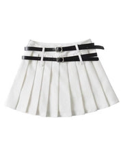 Double belts academia skirt