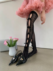 cutiekill-fairy-core-bow-hollow-out-lace-stockings-c0098