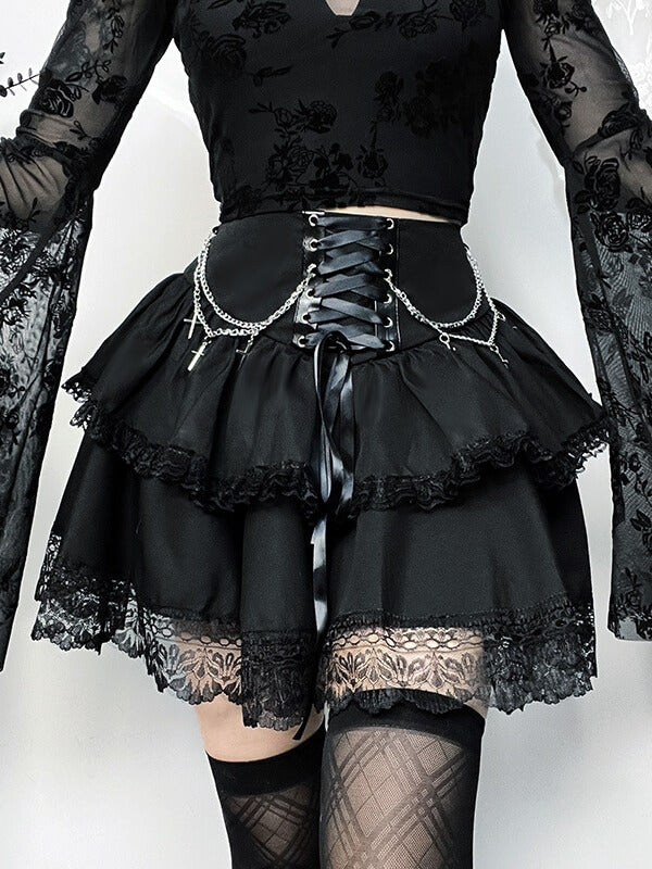 cutiekill-fairy-goth-floral-top-chains-skirt-ah0550