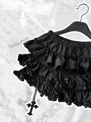 Girly doll ruffled cross bloomer skirt