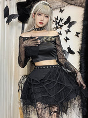 cutiekill-goth-punk-spider-web-tassels-skirt-ah0080