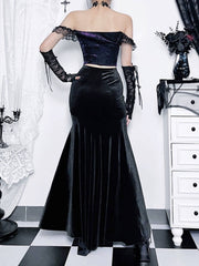 cutiekill-gothic-floral-fishtail-skirt-ah0531