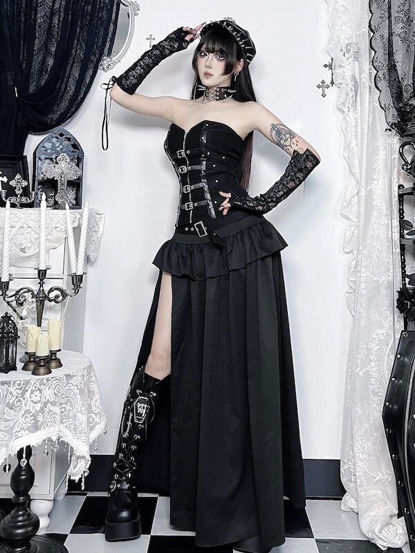 cutiekill-gothic-high-slit-alternative-skirt-ah0898
