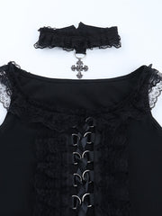 Gothic lace-up tank top with choker