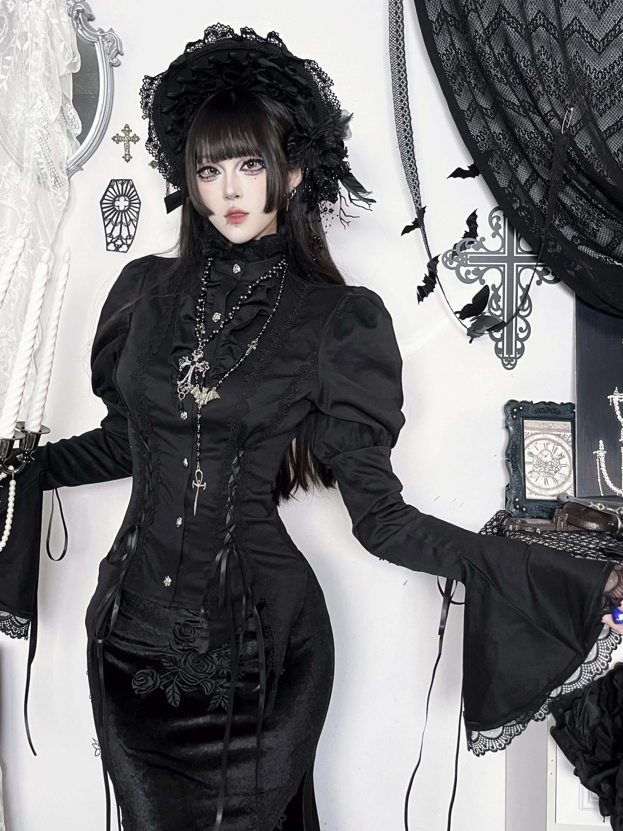cutiekill-gothic-lolita-flare-sleeve-blouse-layered-with-lace-trim-corset-vest-ah0901-ah0902