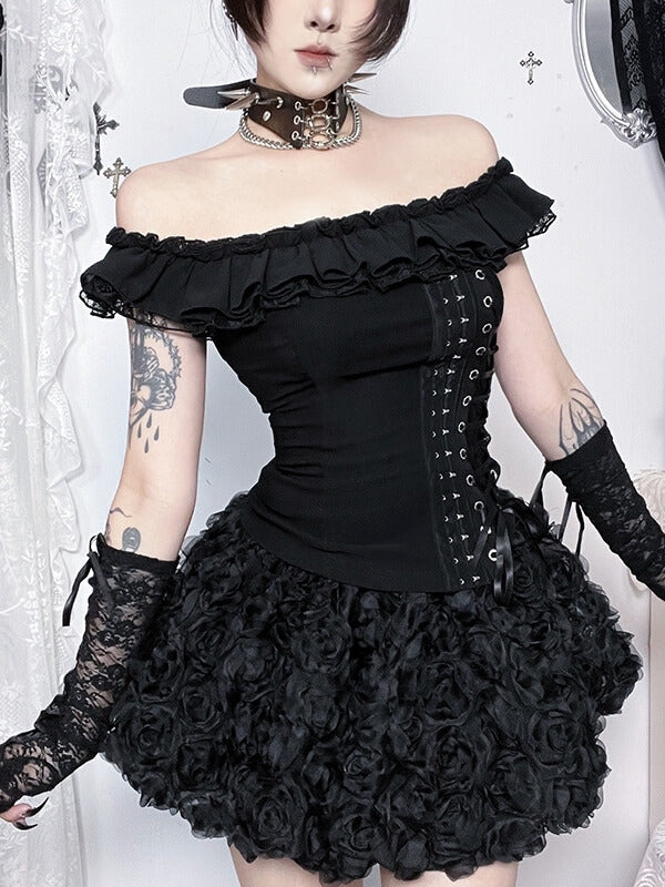 cutiekill-gothic-rose-night-lace-up-top-and-skirt-ah0899