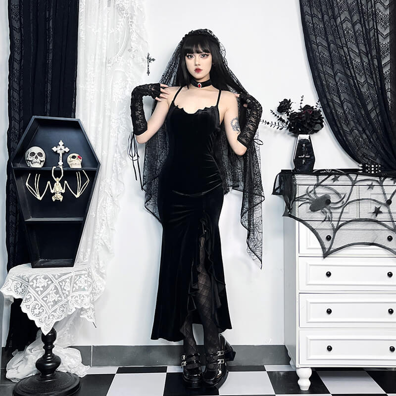 cutiekill-gothic-ruffle-slit-dress-ah0544